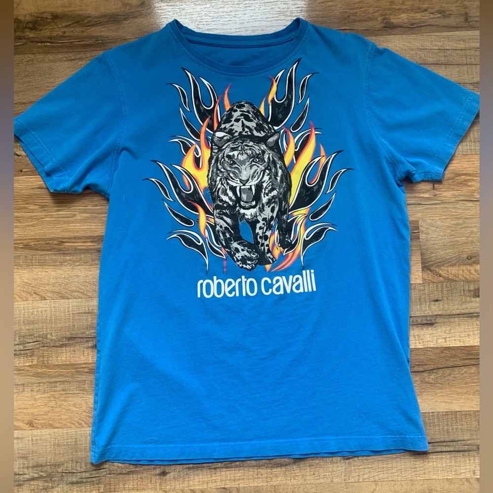 🔥Authentic Roberto Cavalli Tiger & Flames Tee